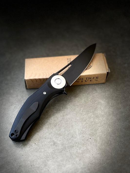 Pocket knife Black G10 Handle, Black 90mm Blade